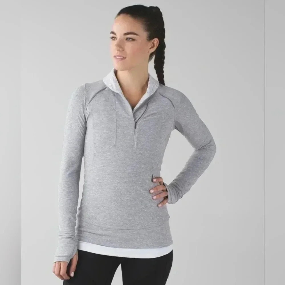Lululemon Think‎ Fast Pullover/Shirt - Womens - Size 4 - Gray